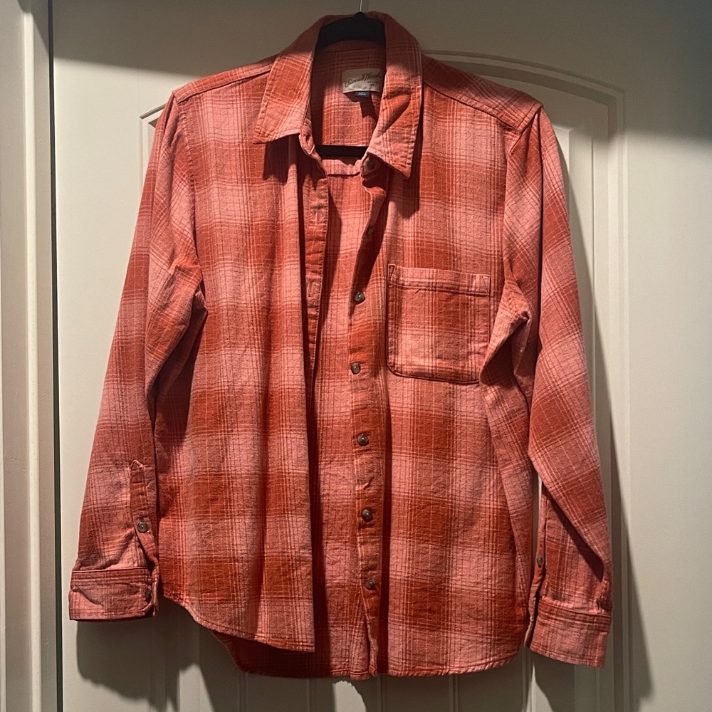 Universal Thread Coral-Orange Plaid Shirt